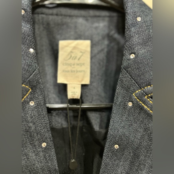 New Cinq A Sept Khloe Rhinestone Ruched Sleeve Blazer In Indigo size 4 - Picture 8 of 8